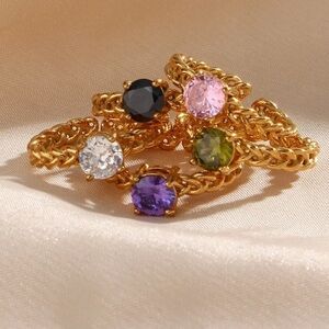 Waterproof 18k gold plated adjustable ring
